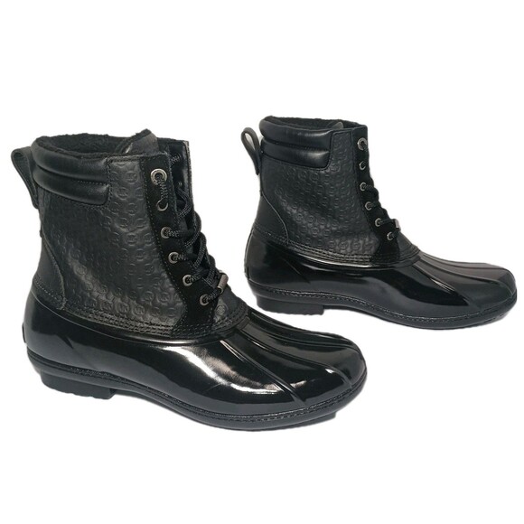 Michael Kors Women Easton Lace-up Winter Duck Boots Sz 10 M Sherpa Lined 10M EUC - Picture 1 of 16